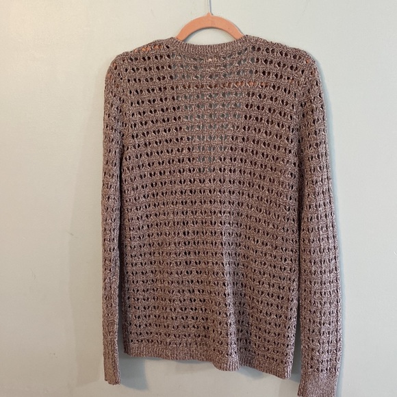 DKNY 5 Button Med Cardigan Brown Tweed Loose Knit - Picture 7 of 7